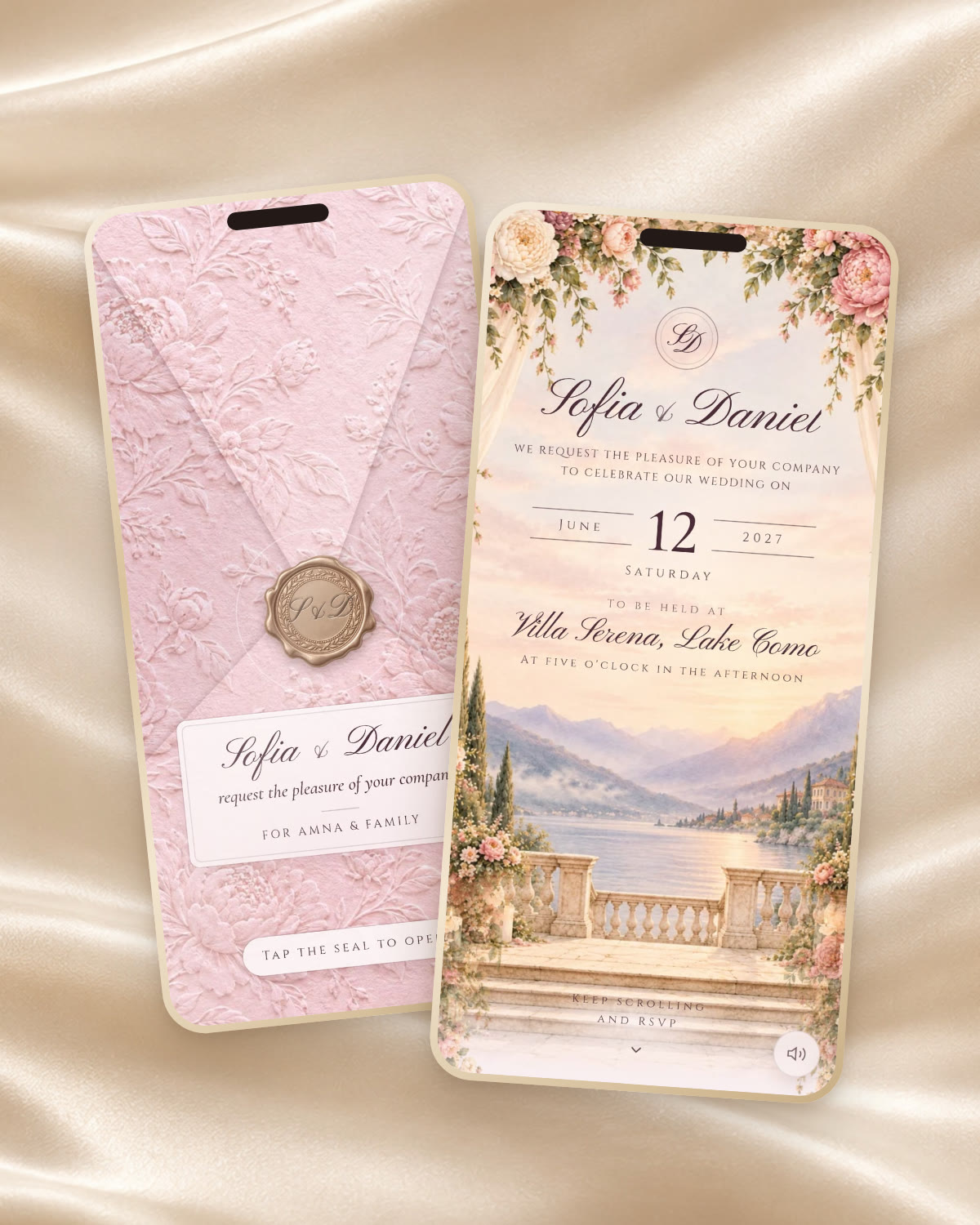 Lake Como digital wedding invitation